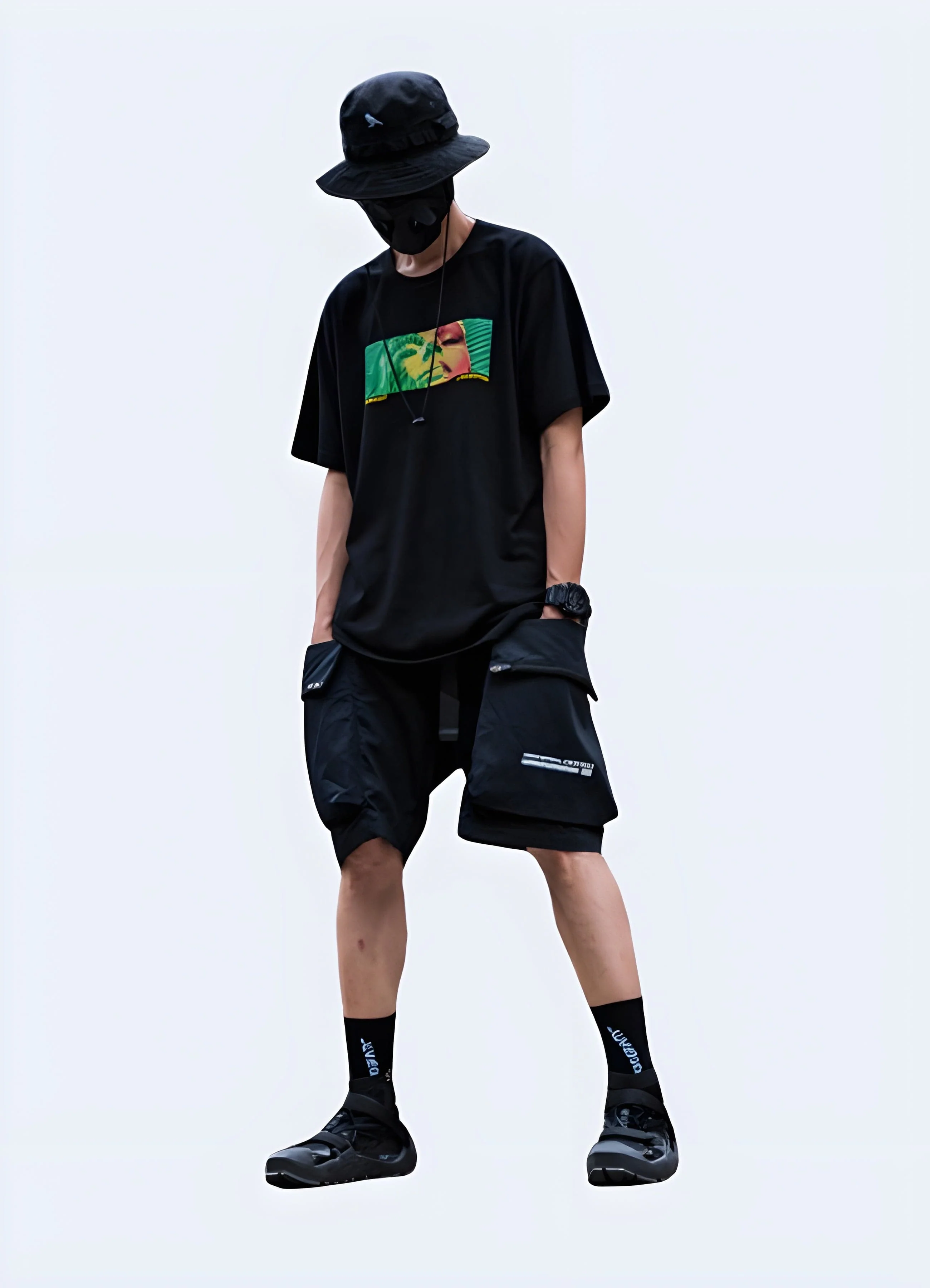 Black Cargo Shorts - Image 2