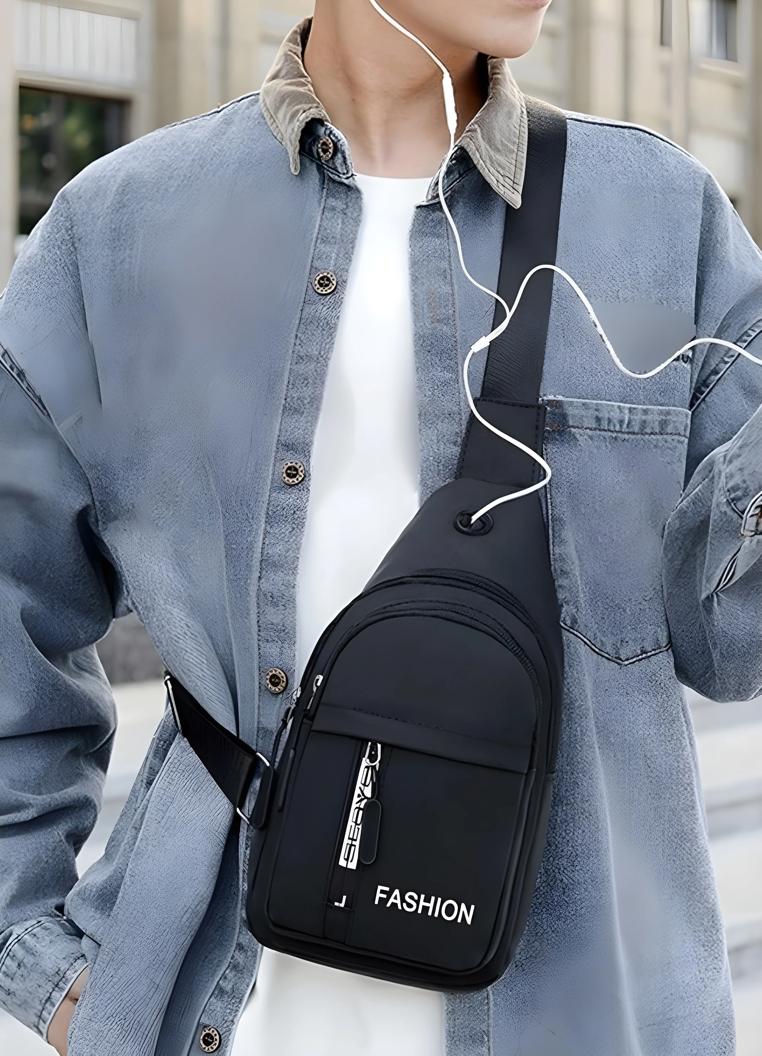 Black Cross Chest Bag - Image 3