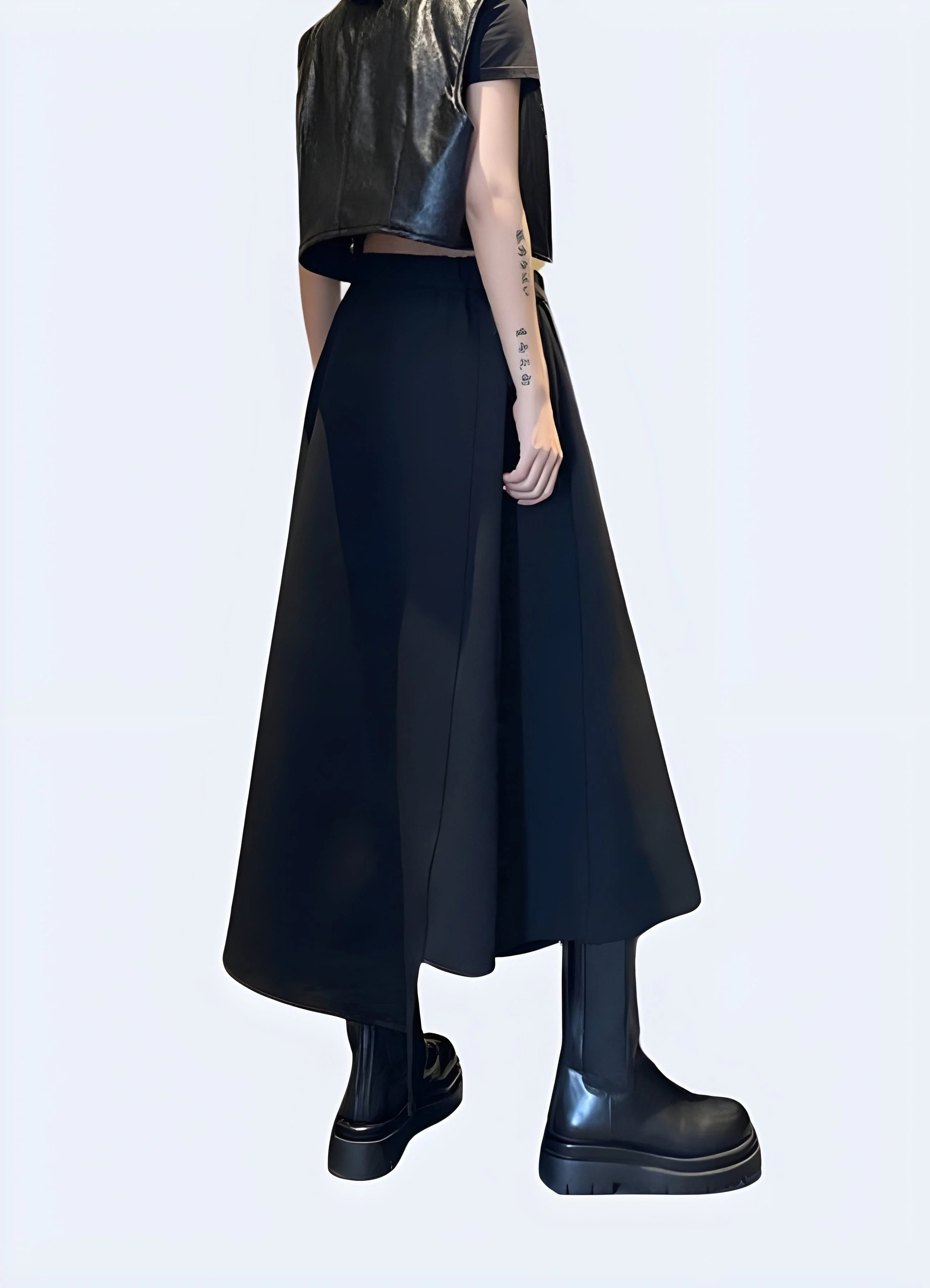 Black Long Techwear Skirt - Image 3