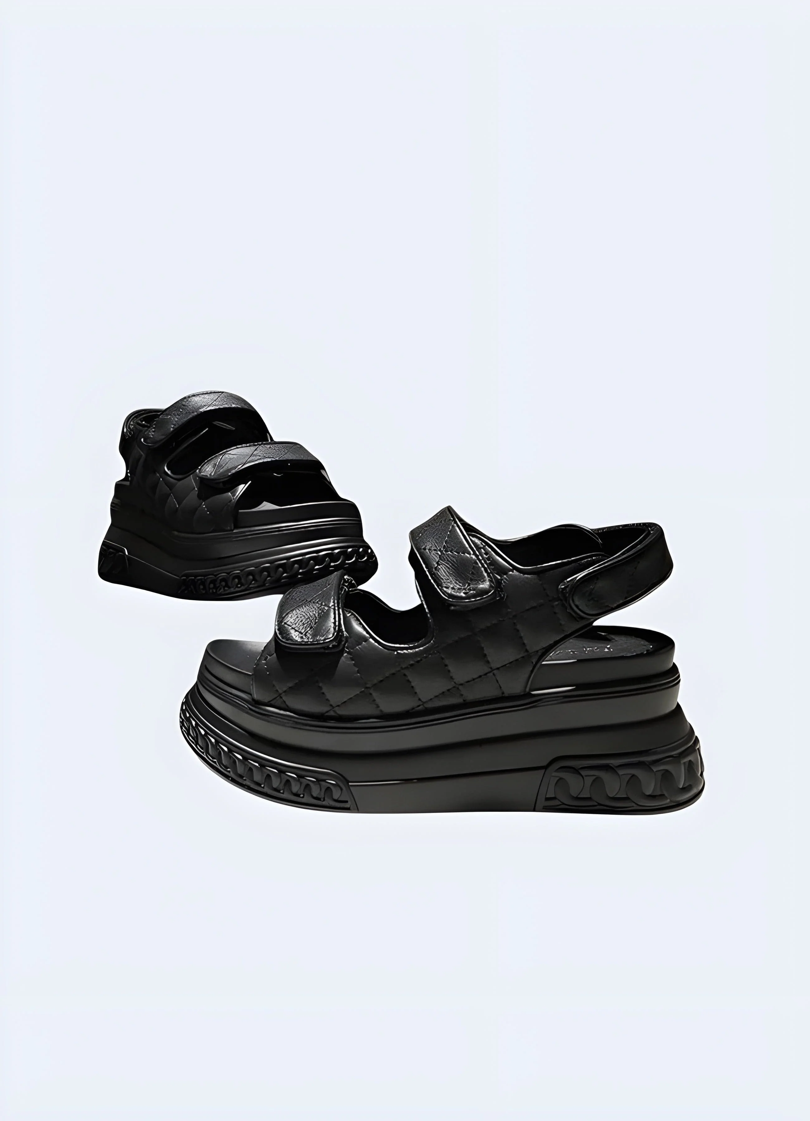 Black Platform Chunky Sandals - Image 4