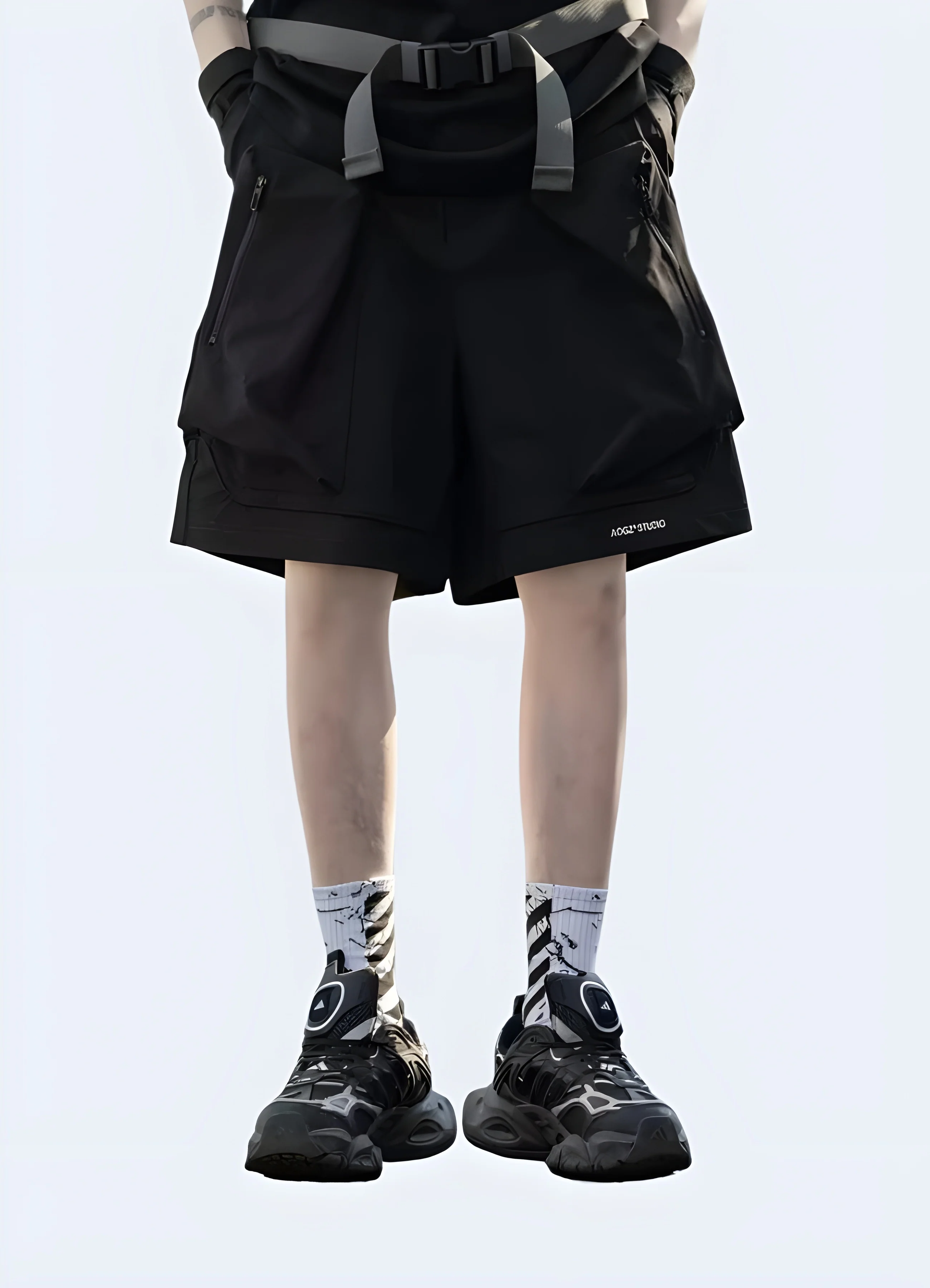 Black Tactical Cargo Shorts - Image 2