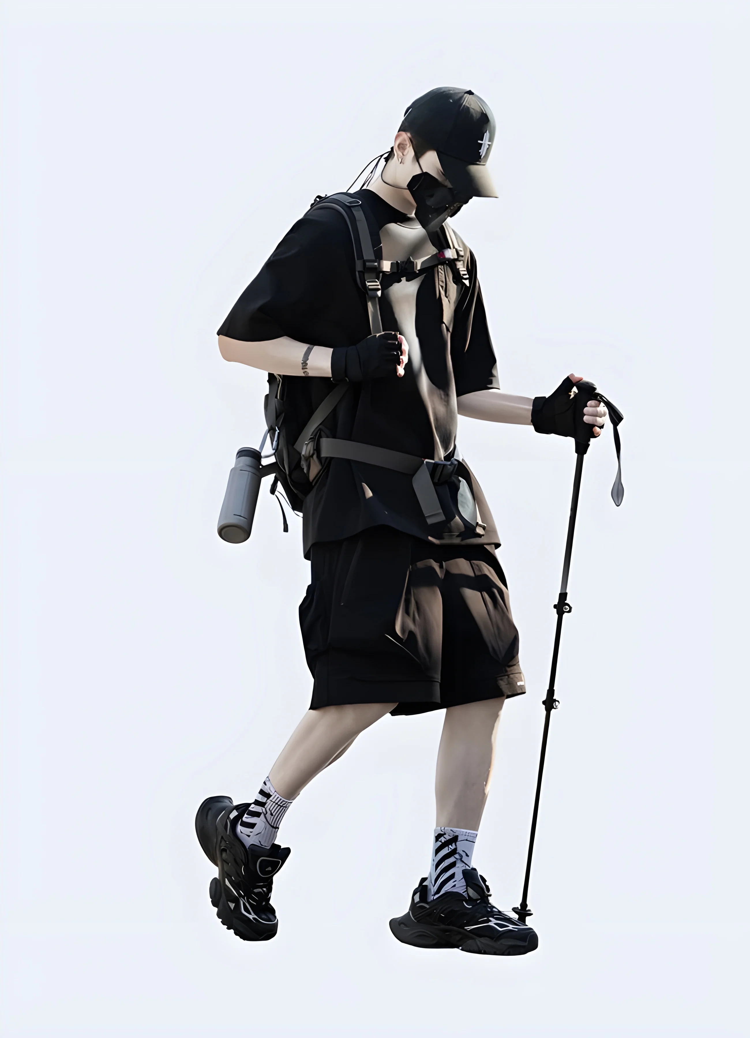 Black Tactical Cargo Shorts - Image 3