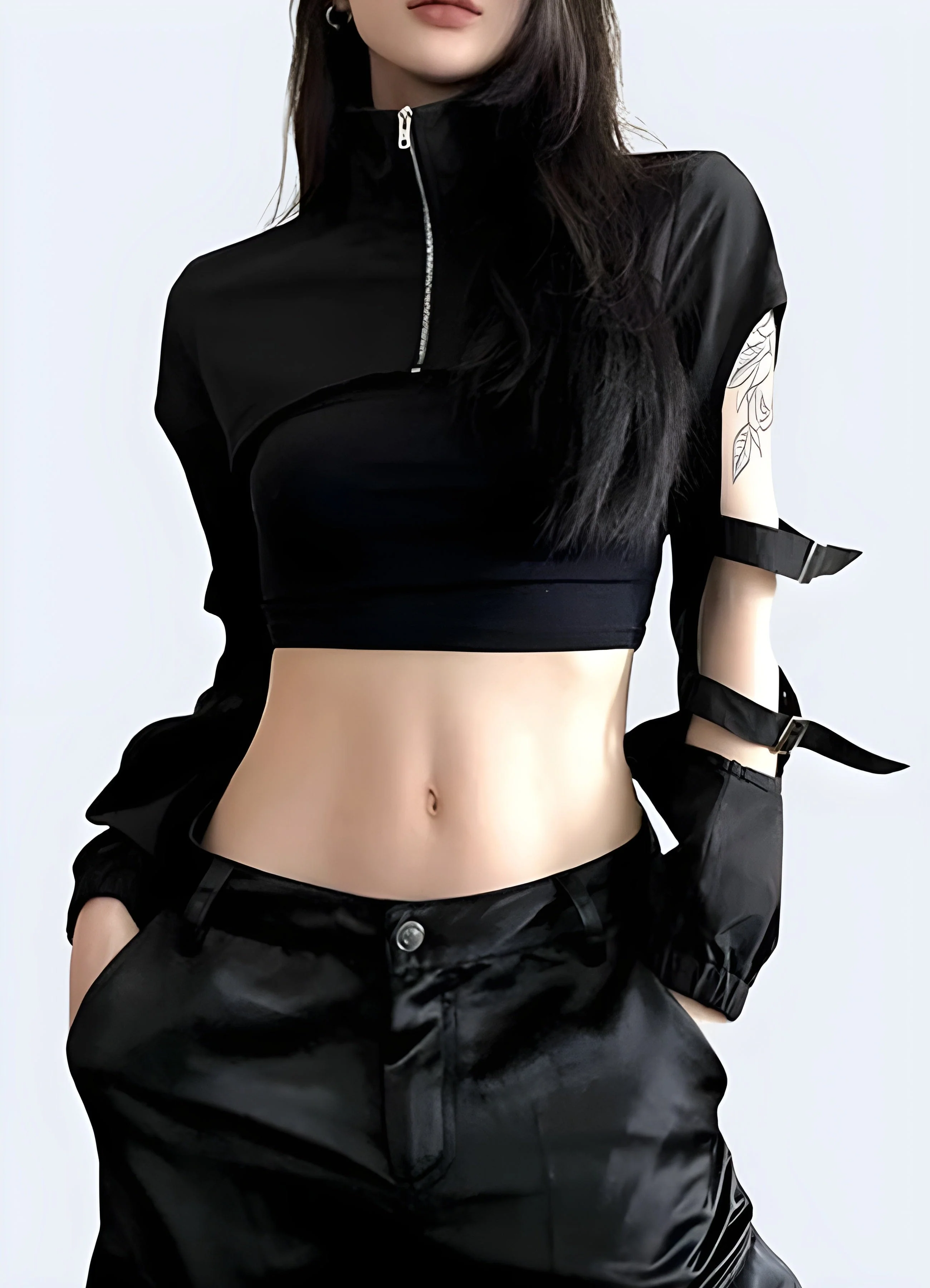 Cyberpunk Black Sleeves Turtleneck - Image 2