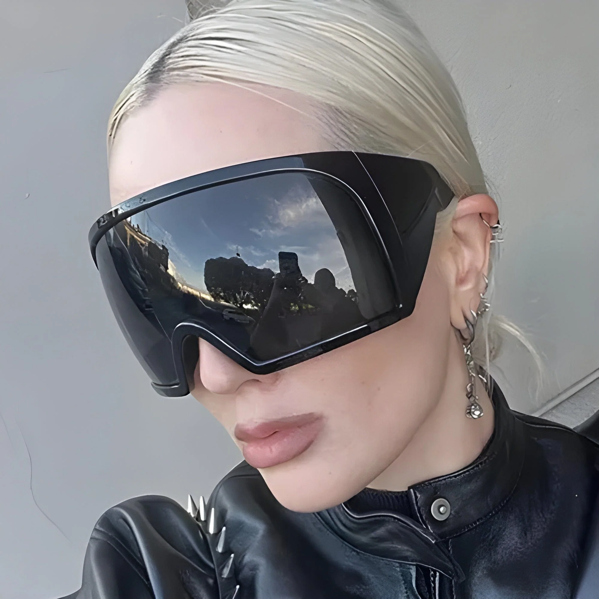Cyberpunk Shield Sunglasses Oversized Y2K Techwear - Image 11