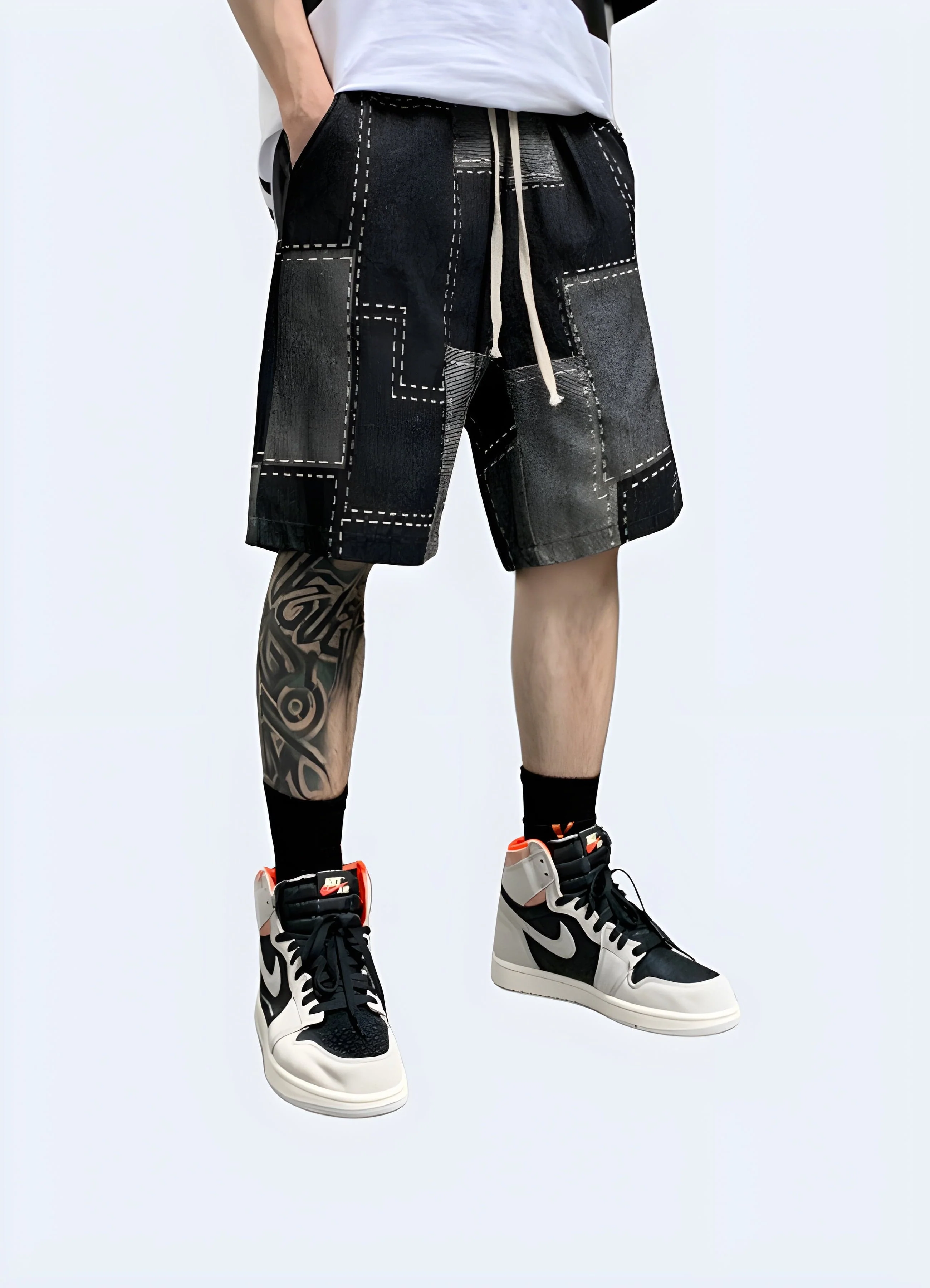 Denim Patchwork Shorts - Image 2