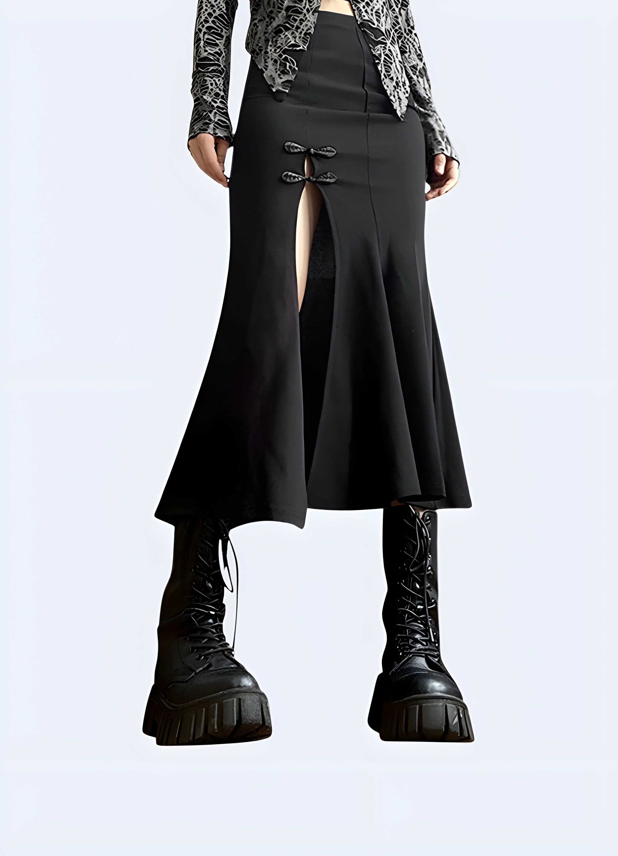 Long Black Goth Skirt - Image 4