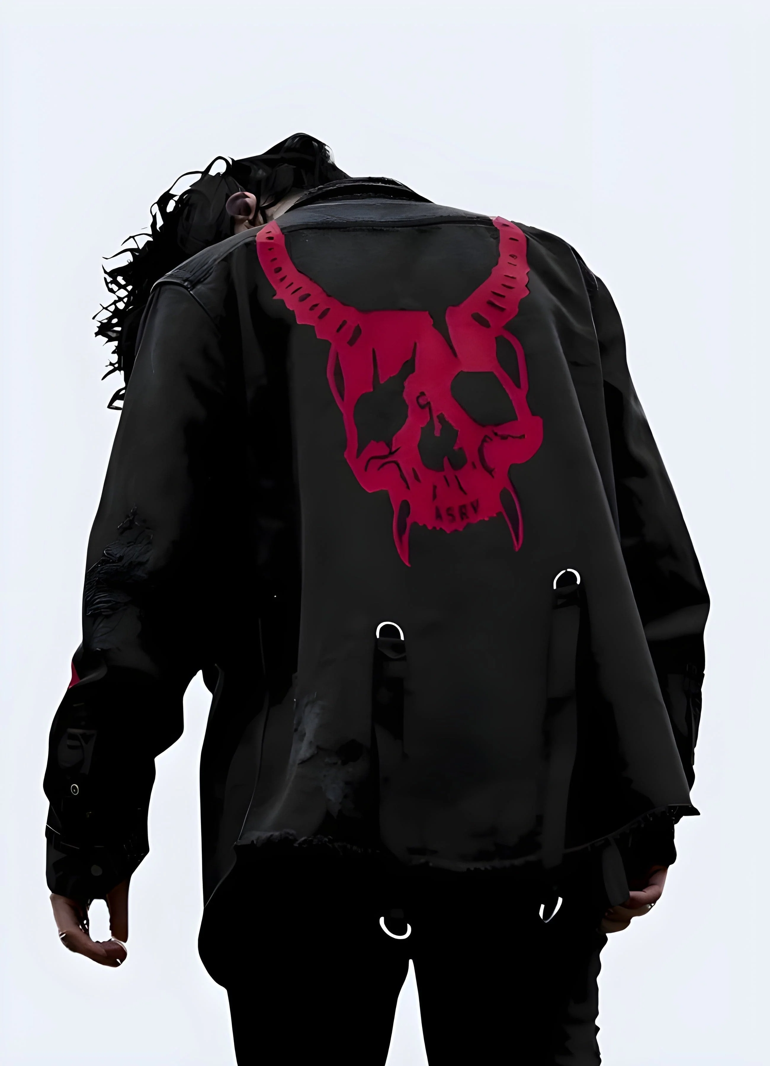 Punk Black Denim Jacket - Image 2