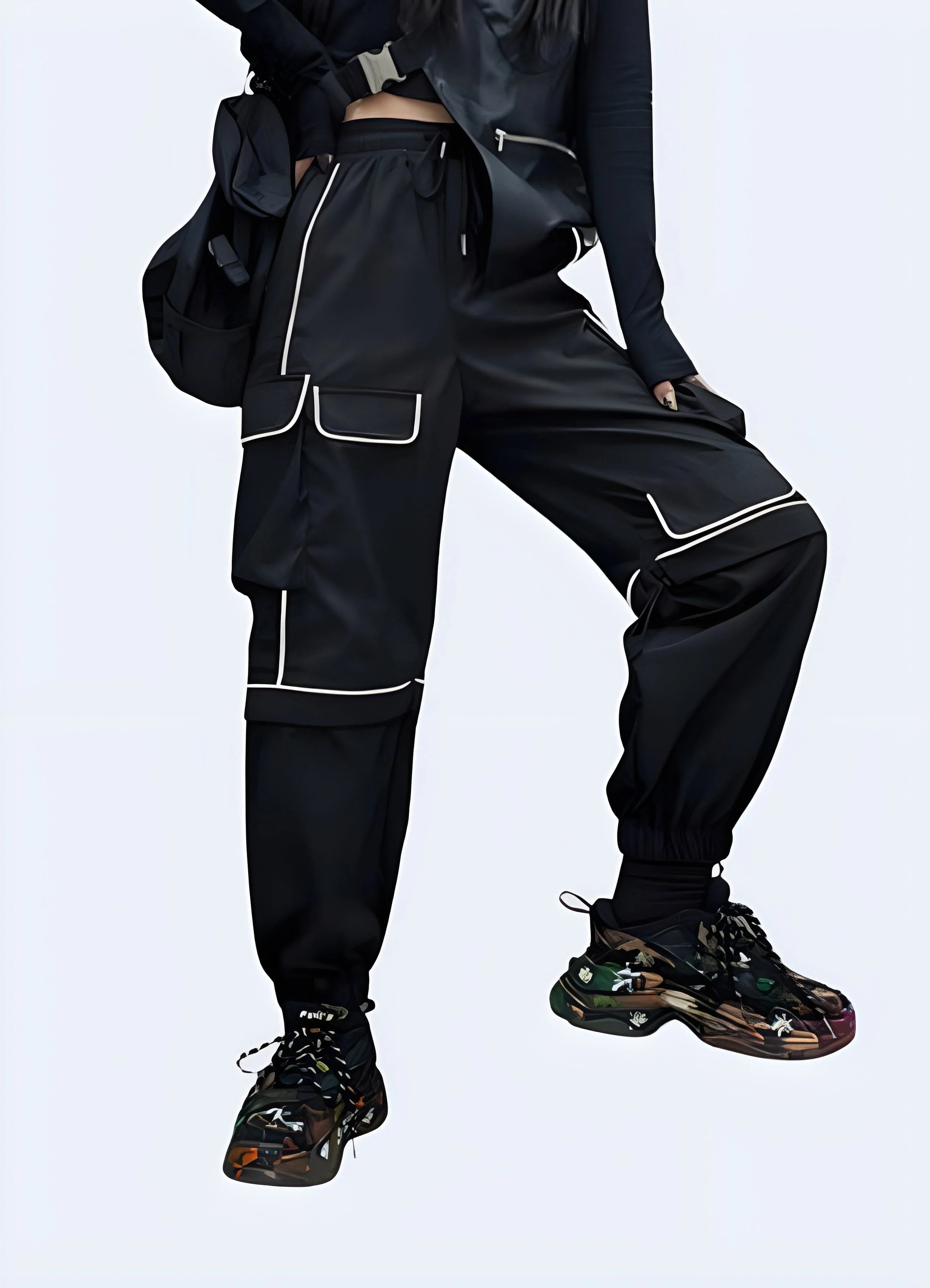 Techwear Reflective Cargo Pants For Women - Image 2