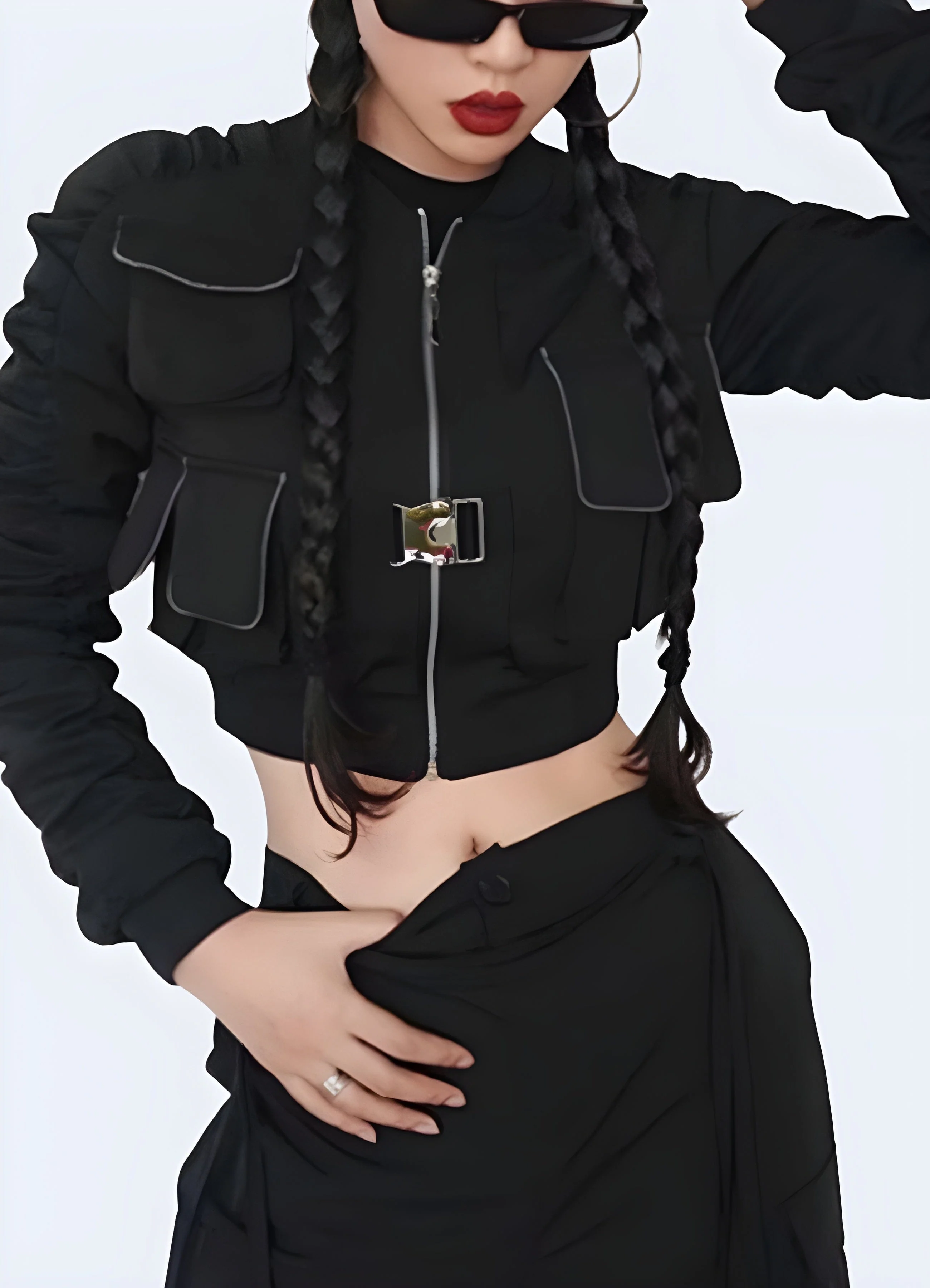 Techwear Short Zip Up Jacket Women's - Image 2