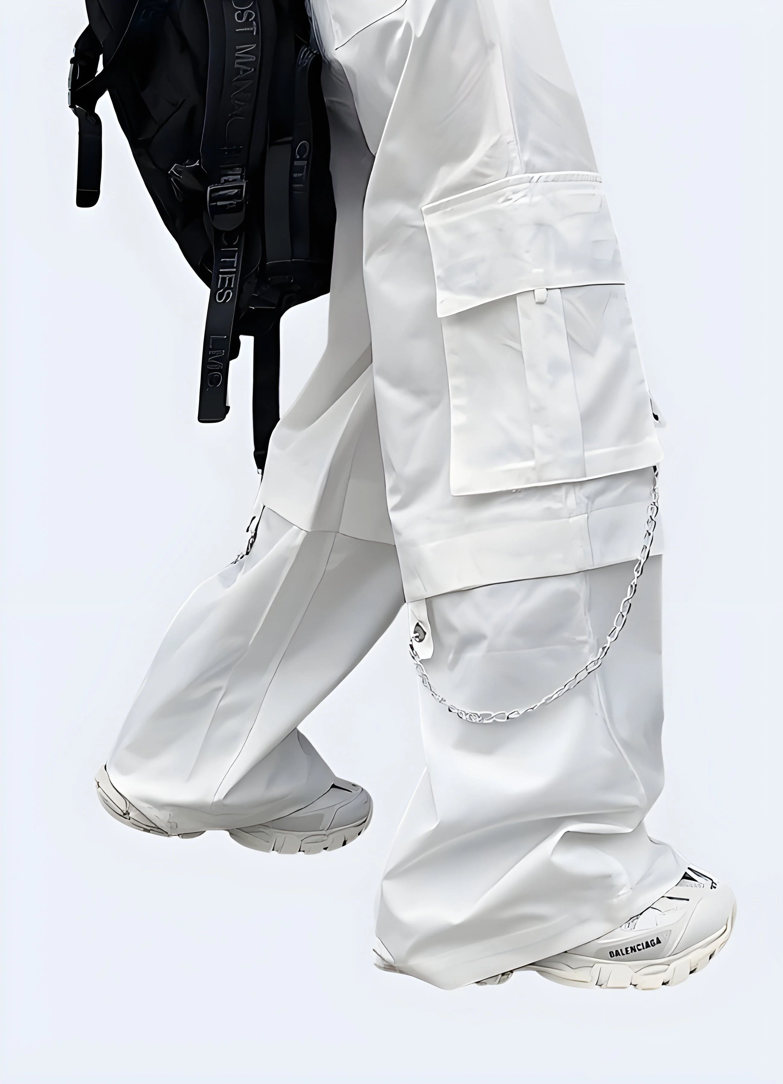 White Cargo Pants with Chains - Image 3